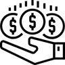 Hand with coins icon